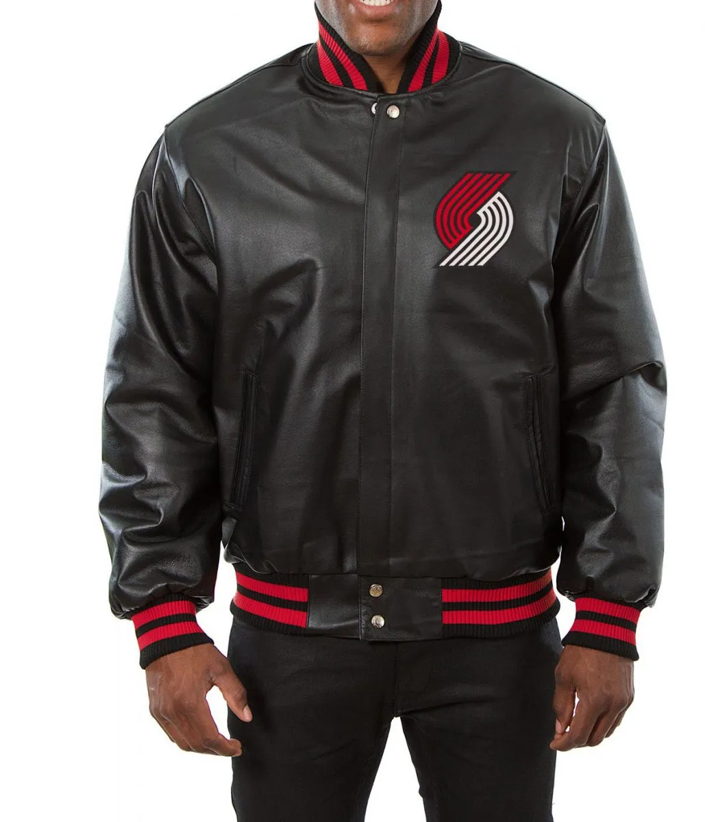 Varsity Portland Trail Blazers Black Leather Jacket Varsity Portland Trail Blazers Black Leather Jacket