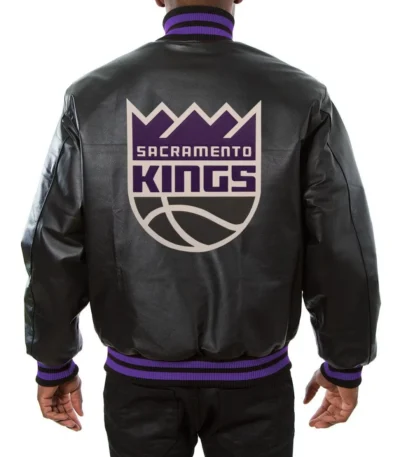 Varsity Sacramento Kings Black Leather Jacket