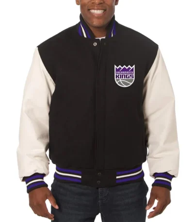 Varsity Sacramento Kings Domestic Black and White Jacket