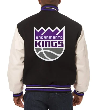 Varsity Sacramento Kings Domestic Black and White Jacket