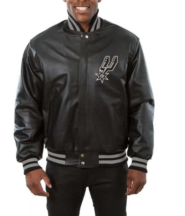 Varsity San Antonio Spurs Black Leather Jacket