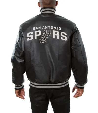 Varsity San Antonio Spurs Black Leather Jacket