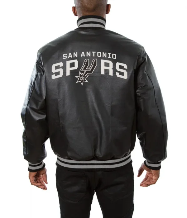 Varsity San Antonio Spurs Black Leather Jacket
