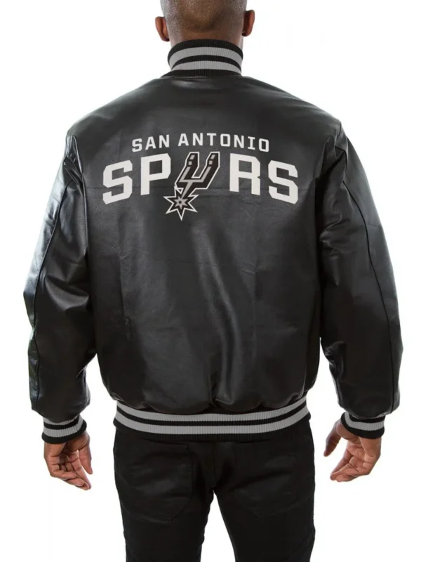 Varsity San Antonio Spurs Black Leather Jacket