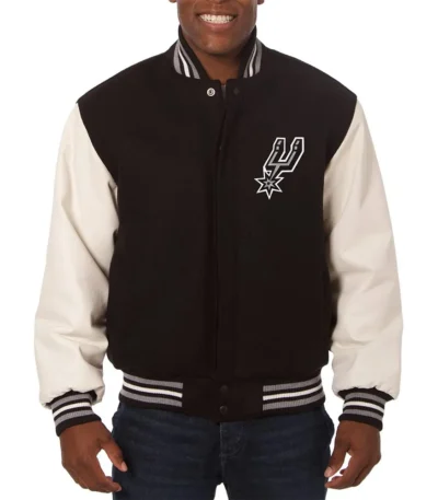 Varsity San Antonio Spurs Two-Tone Black and White Jacket