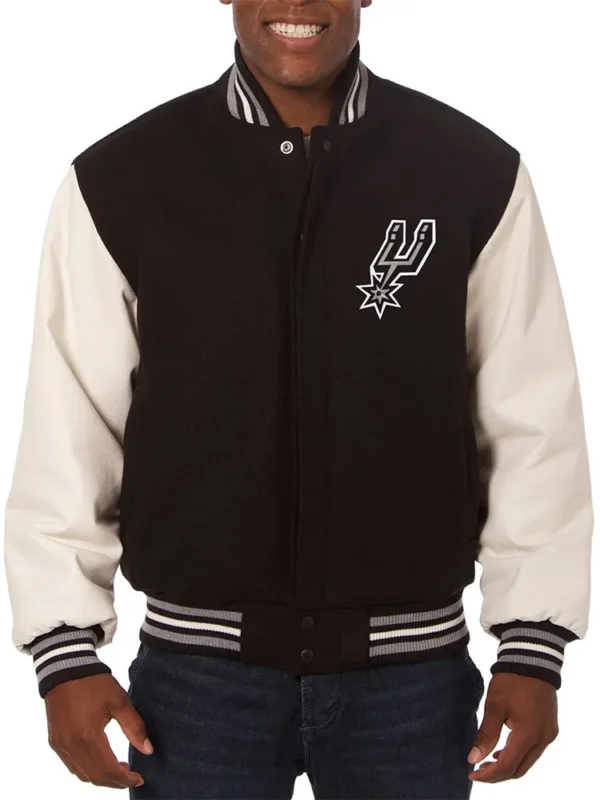 Varsity San Antonio Spurs Two-Tone Black and White Jacket