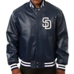 Varsity San Diego Padres Navy Blue Leather Jacket
