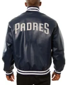 Varsity San Diego Padres Navy Blue Leather Jacket