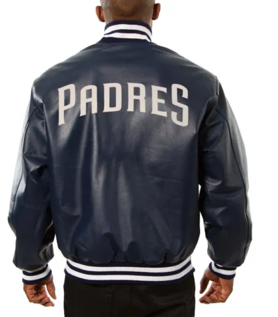 Varsity San Diego Padres Navy Blue Leather Jacket