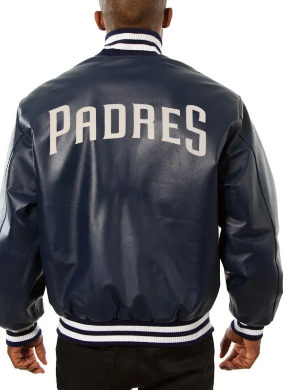 Varsity San Diego Padres Navy Blue Leather Jacket