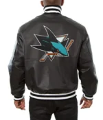 Varsity San Jose Sharks Black Leather Jacket