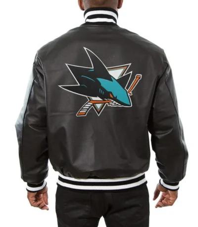 Varsity San Jose Sharks Black Leather Jacket