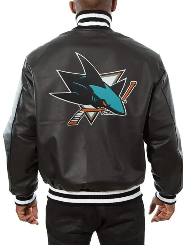 Varsity San Jose Sharks Black Leather Jacket