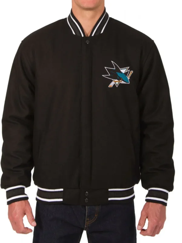Varsity San Jose Sharks Black Wool Jacket
