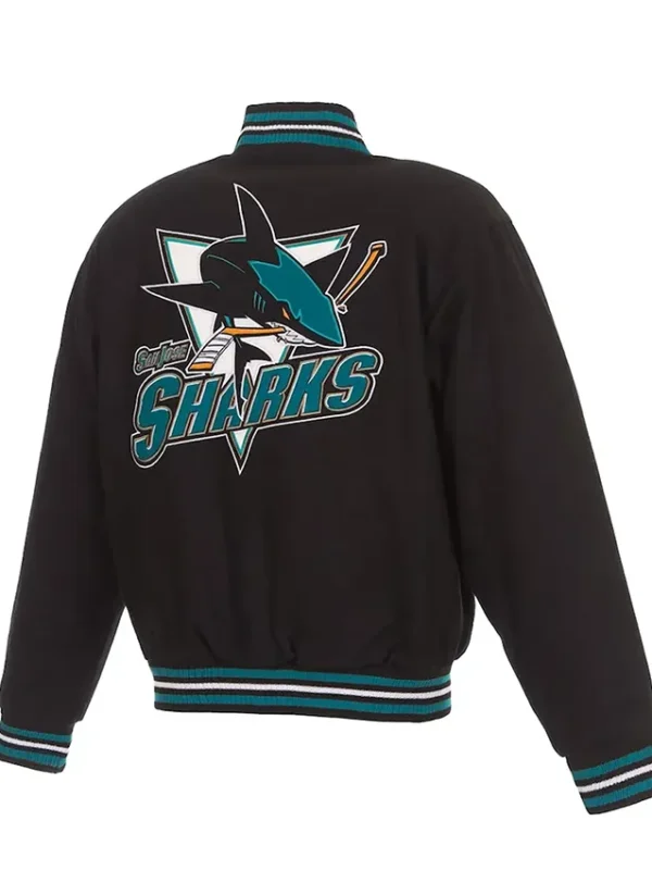 Varsity San Jose Sharks Black Wool Jacket