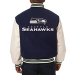 Varsity Seattle Seahawks Blue and White Two-Tone Jacket