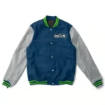 Varsity Seattle Seahawks Gray and Navy Blue Jacket