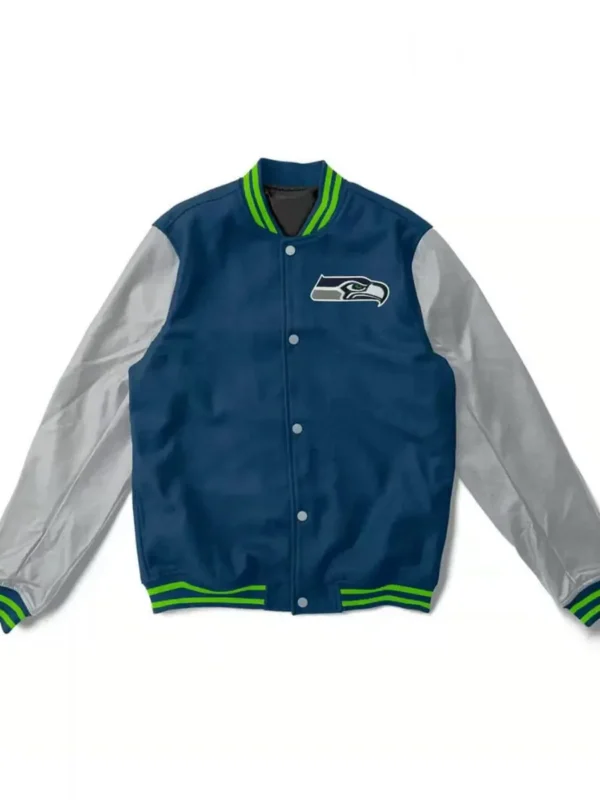 Varsity Seattle Seahawks Gray and Navy Blue Jacket
