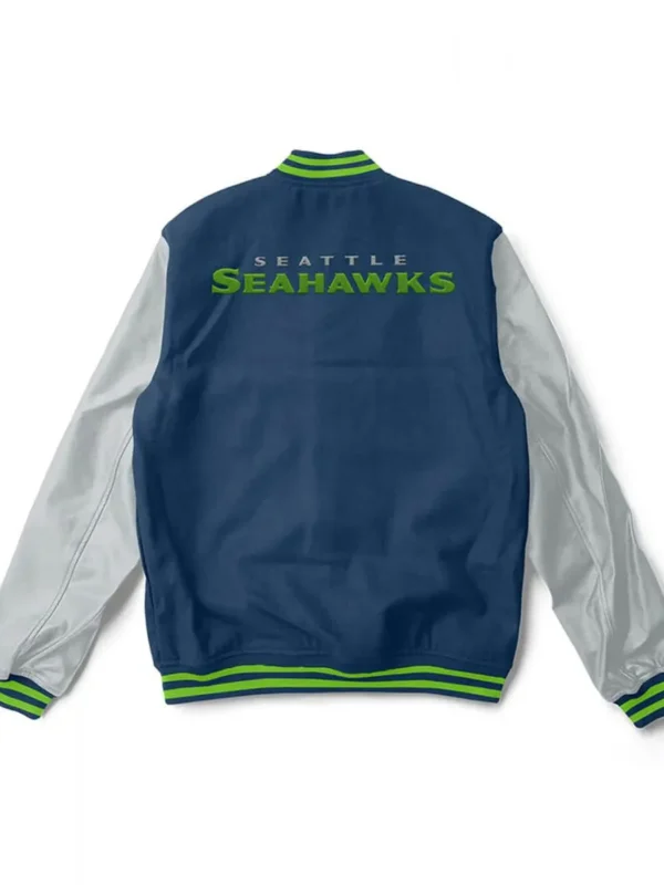 Varsity Seattle Seahawks Gray and Navy Blue Jacket