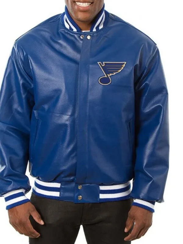 Varsity St. Louis Blues Royal Blue Leather Jacket