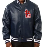 Varsity St. Louis Cardinals Navy Blue Leather Jacket