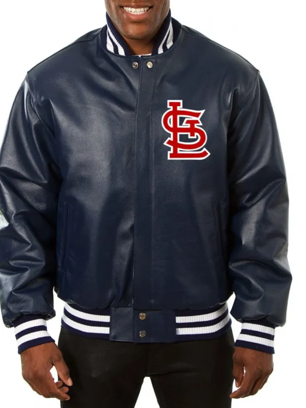Varsity St. Louis Cardinals Navy Blue Leather Jacket