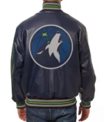 Varsity T-Wolves Navy Blue Leather Jacket