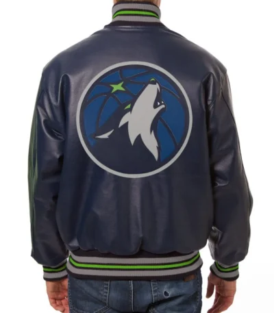 Varsity T-Wolves Navy Blue Leather Jacket
