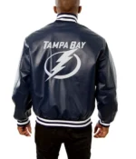 Varsity Tampa Bay Lightning Navy Blue Leather Jacket