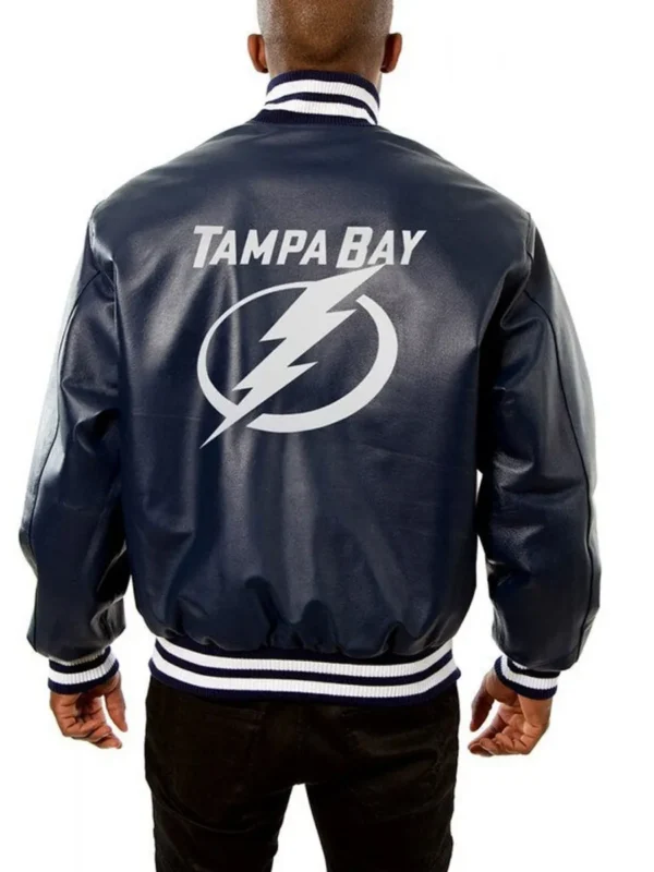 Varsity Tampa Bay Lightning Navy Blue Leather Jacket