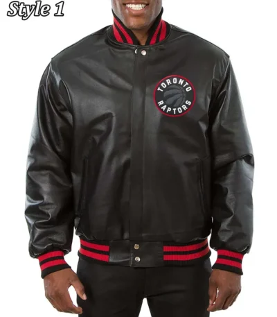 Varsity Toronto Raptors Black Leather Jacket