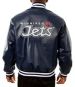 Varsity Winnipeg Jets Navy Blue Leather Jacket