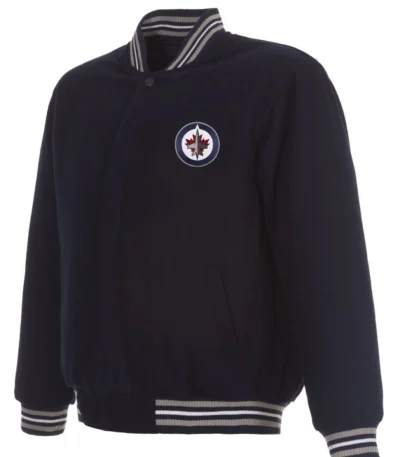 Varsity Winnipeg Jets Navy Blue Wool Jacket