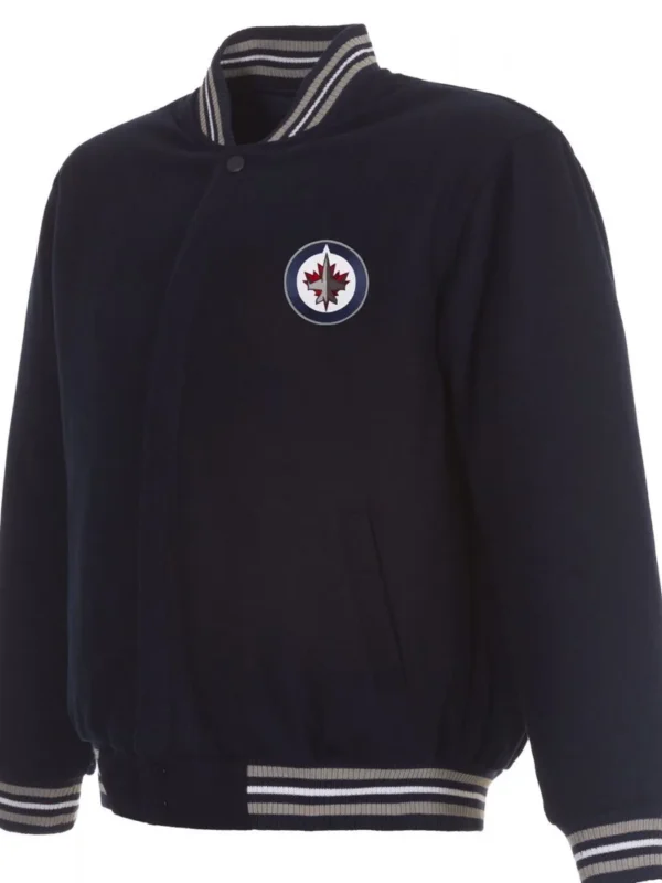 Varsity Winnipeg Jets Navy Blue Wool Jacket