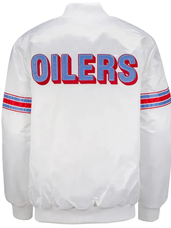White Houston Oilers Retro Satin Jacket