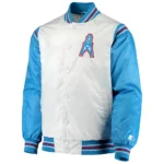 White-Light Blue Houston Oilers Historic Logo Renegade Jacket