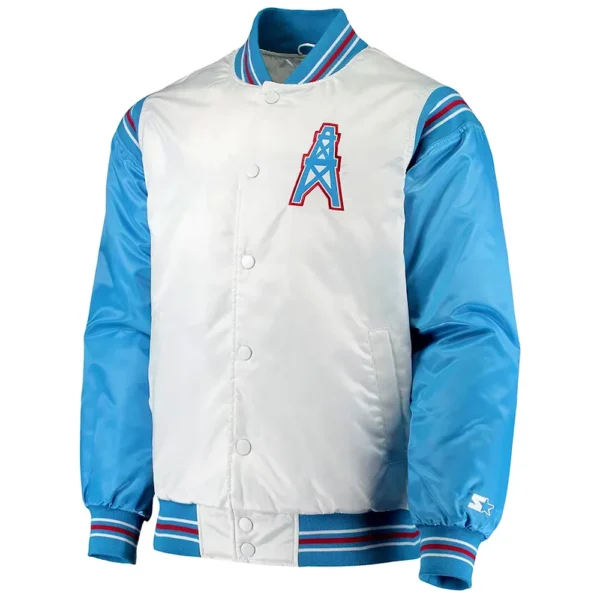White-Light Blue Houston Oilers Historic Logo Renegade Jacket