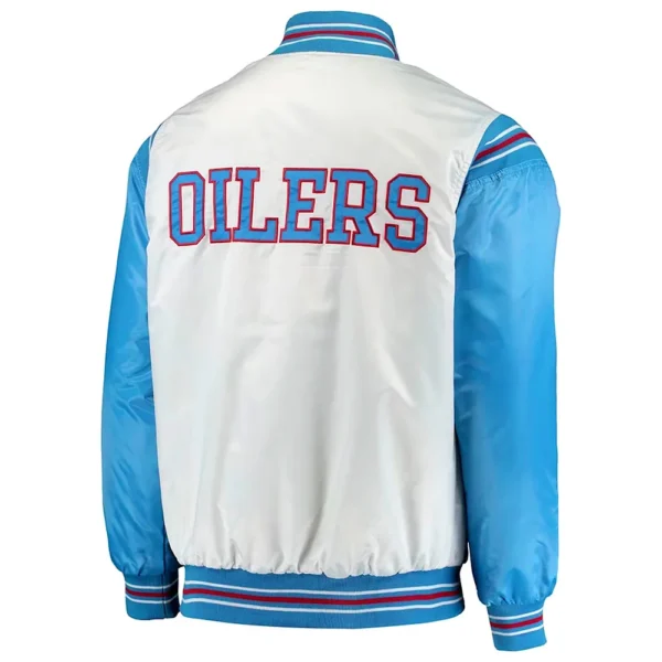 White-Light Blue Houston Oilers Historic Logo Renegade Jacket