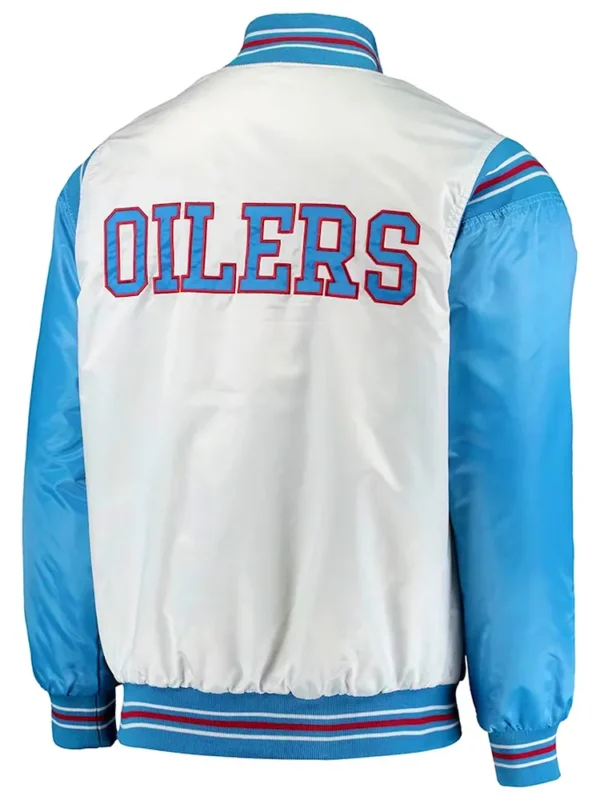 White-Light Blue Houston Oilers Historic Logo Renegade Jacket