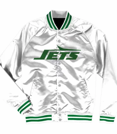 White New York Jets Satin Jacket