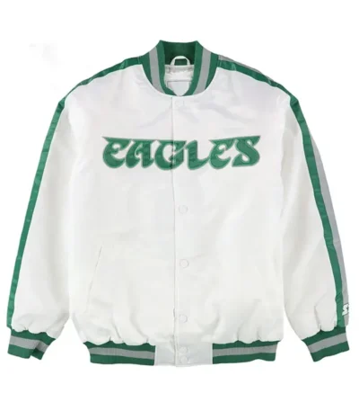 White Philadelphia Eagles Throwback D-line Jacket