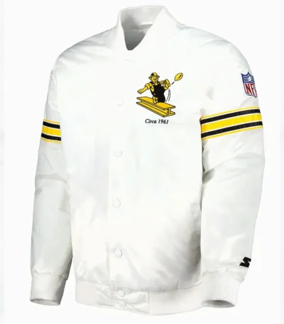 White Pittsburgh Steelers The Power Forward Satin Jacket