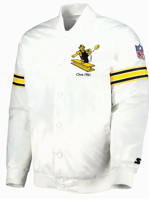 White Pittsburgh Steelers The Power Forward Satin Jacket