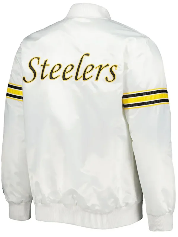 White Pittsburgh Steelers The Power Forward Satin Jacket