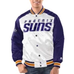 White-Purple Phoenix Suns Renegade Varsity Satin Jacket