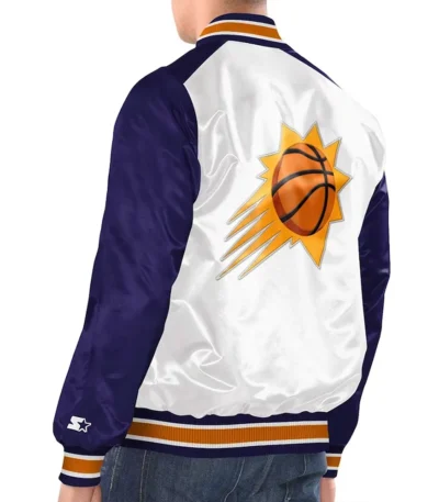 White-Purple Phoenix Suns Renegade Varsity Satin Jacket