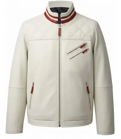 White Quilted Motorcycle Jacket