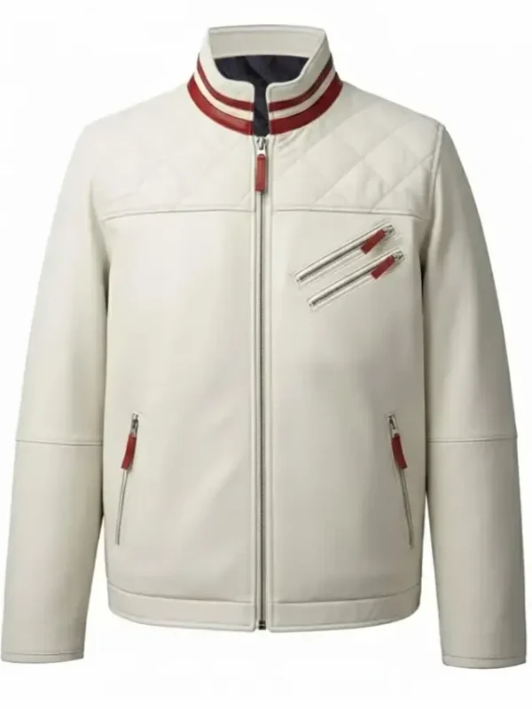 White Quilted Motorcycle Jacket