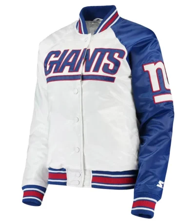 White-Royal New York Giants Hometown Satin Jacket