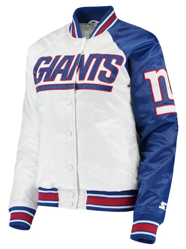 White-Royal New York Giants Hometown Satin Jacket